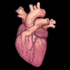 Realistic heart watercolor graphic on isolated black background
