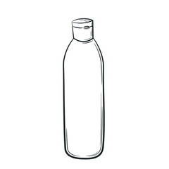 A hand-drawn flip-top bottle. Packaging for hygiene products in doodle style. Isolated vector illustration.