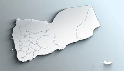 Foto op Plexiglas Modern White Map of Yemen with Governorates With Shadow © Ahmed