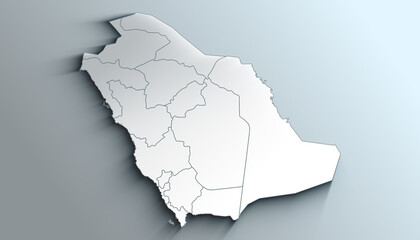 Modern White Map of Saudi Arabia with Regions With Shadow