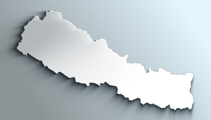 Modern White Map of Nepal With Shadow