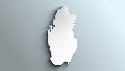 Modern White Map of Qatar With Shadow