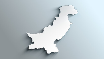 Modern White Map of Pakistan With Shadow