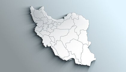 Modern White Map of Iran with Provinces With Shadow