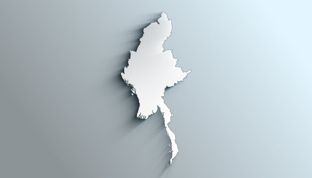 Modern White Map of Myanmar With Shadow
