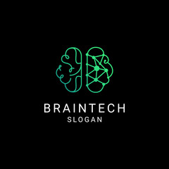 Brain technology logo design icon template