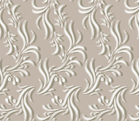 Beige pattern made of leaves. Diagonal. Seamless pattern