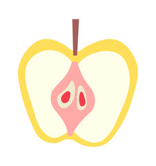 Half an apple Fruit. Vector illustration