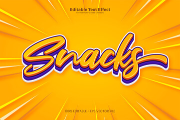 snacks editable text effect in modern trend style - obrazy, fototapety, plakaty