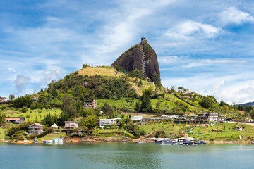 Guatape, Antioquia / Colombia - May 25, 2022. Great stone of Guatape located in the most touristic region of Antioquia