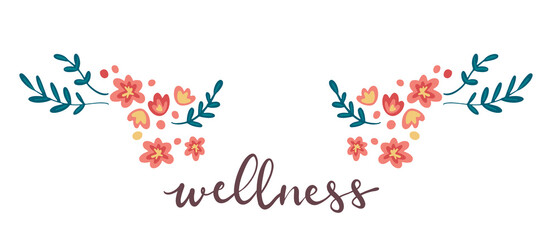 Wellness handwritten lettering card concept. Vector illustration design