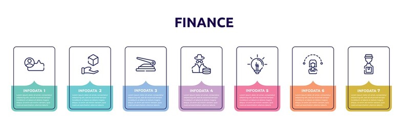 Fototapeta na wymiar finance concept infographic design template. included authorization, payment method, stack, taxes, intranet, pyramid chart, worldwide icons and 7 option or steps.