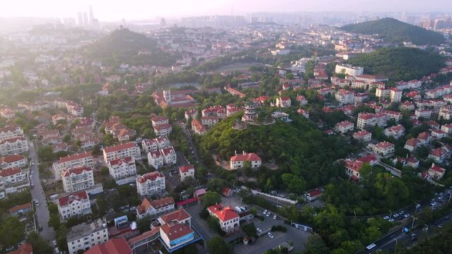 Aerial photography of Qingdao coastline scenery panorama