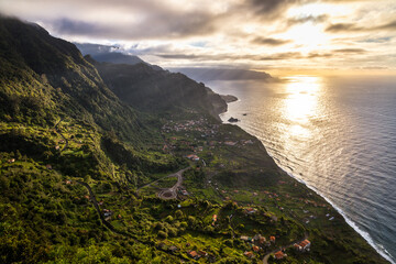 View from Miradouro  cabanas on the north coast of Madeira towards port Moniz