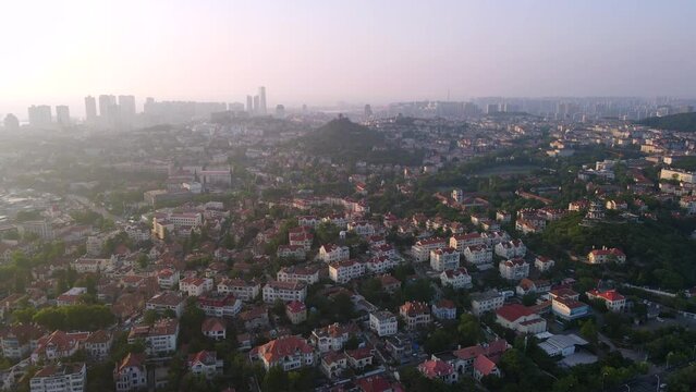 Aerial photography of Qingdao coastline scenery panorama