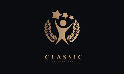 Baby angel with stars abstract icon silhouette vector monogram logo template