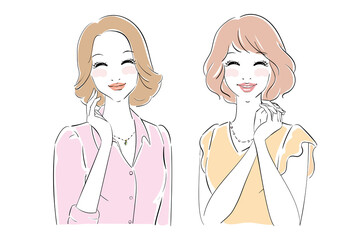 笑顔のきれいな女性　二人
