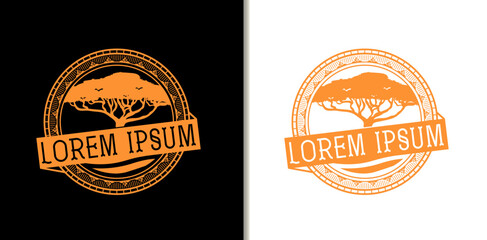 illustration of a label african style logo badge tree orange