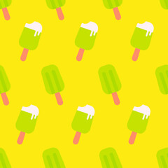 Vector seamless ice cream pattern. Colorful flat pattern of ice cream