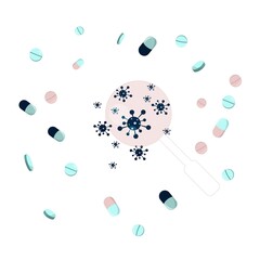 PILLS, VIRUSES, BACTERIA, ANTIBIOTIC, BACKGROUND FOR PRESENTATION, FOR REPORT, FOR NOTEBOOK, DOCTOR, MEDICINE, TREATMENT, HELP