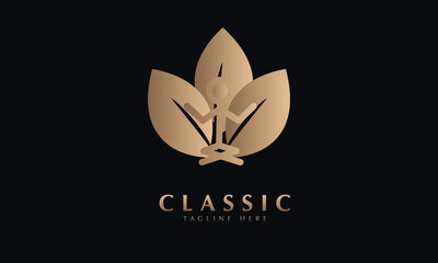 Leaf man abstract icon silhouette vector monogram logo template