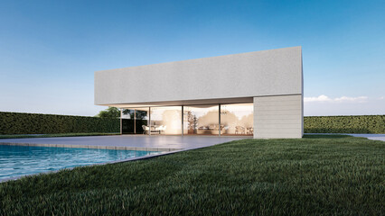 Obraz premium 3D Rendering Illustration Of Modern House 