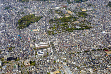 京都の北大路通り北大路堀川付近を空撮