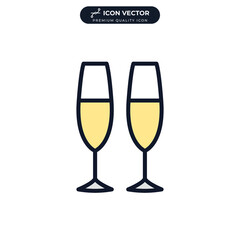 champagne glass icon symbol template for graphic and web design collection logo vector illustration