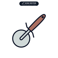 pizza cutter icon symbol template for graphic and web design collection logo vector illustration