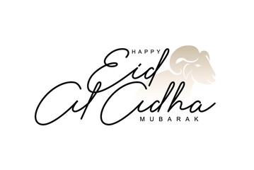 Isolated calligraphy of happy eid al adha mubarak 