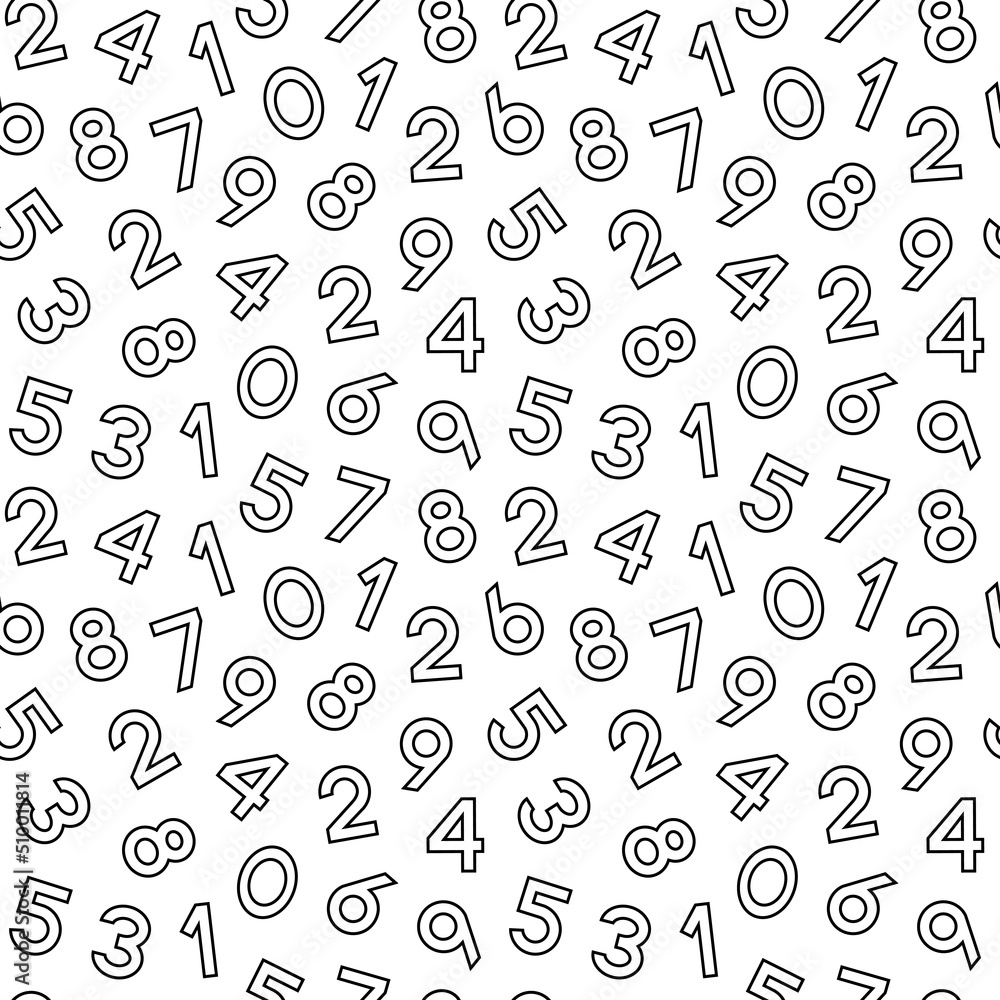 Wall mural seamless pattern with numbers