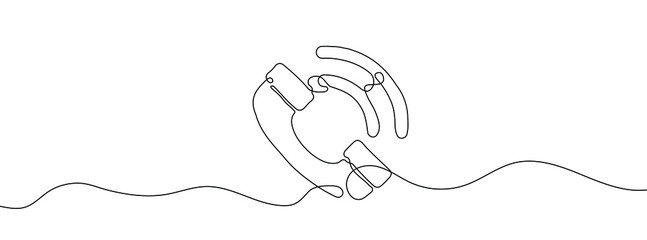 Continuous drawing of handset. One line icon of handset. One line drawing background. Vector illustration. Phone icon