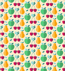Cherry apple pear fruit summer pattern
