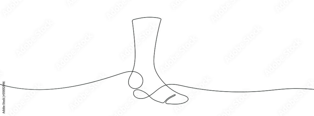 Poster continuous line drawing of socks. socks one line icon. one line drawing background. vector illustrat
