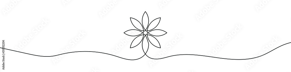 Poster continuous line drawing of flower. flower one line icon. one line drawing background. vector illustr