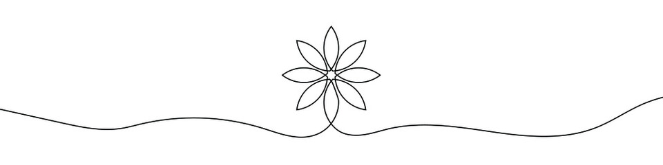 Continuous line drawing of flower. Flower one line icon. One line drawing background. Vector illustration. Flower black icon