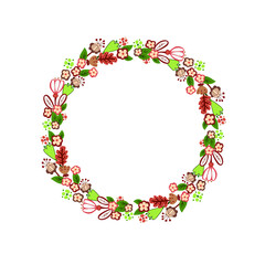 Hand drawn floral wreath vector, for seasonal design