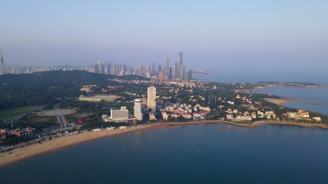 Aerial photography of Qingdao coastline scenery panorama