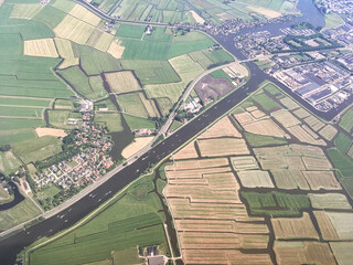 aerial view dutch fields and canals