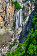 Waterfall Boka in Triglav National Park, Slovenia, Bovec, Europe.