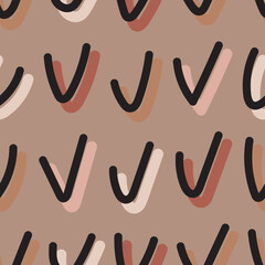 Seamless pattern design with bohemian elements and abstract shapes. Boho style. Vector illustration