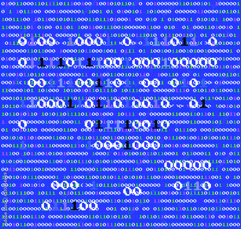 Leinwandbilder Blue screen with a binary code. Vector illustration for a programming related themes.