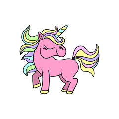 Obraz na płótnie Canvas Unicorn pastel color animal. Cute unicorn vector illustration. Concept art. Cartoon vector illustration. Kid graphic.