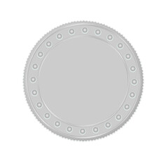 Realistic silver coin isolated on a white background