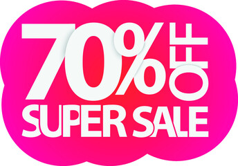 70% off super sale pink background promtion vector design