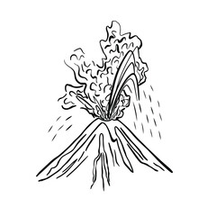 Volcano eruption illustration, icon for your design