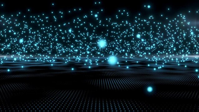This is an abstract field of blue bouncing balls.
