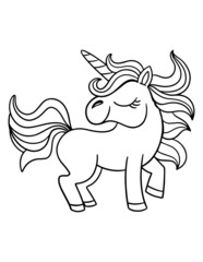 Unicorn coloring page for kids. Children design.