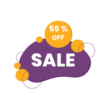 Sale 55, bubble banner design template, discount tag, buy now, vector illustration