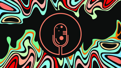 ABSTRACT TEMPLATE PODCAST MICROPHONE FLAT COLOR LIQUID DESIGN BACKGROUND VECTOR. GOOD FOR COVER DESIGN, BANNER, WEB,SOCIAL MEDIA